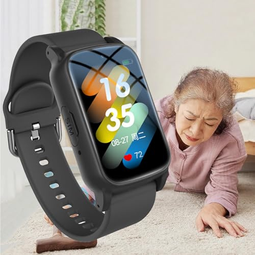 Reloj Inteligente Con Detección De Caídas Para Personas Mayores, SOS Boton Emergencia Ancianos, Videollamadas HD Y Vallas Electrónicas, Reloj Localizador Personas Mayores Para Demencia Y Alzheimer