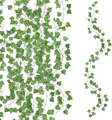 12 stycken konstgjord murgröna, 210 cm konstgjord murgröna | konst murgröna, murgröna, konstgjord växtgirlang, konstgjorda rankor växter, konsteld för räcken, balkong, trädgård, gunga