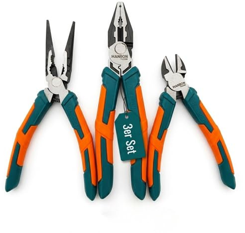 3er Set Profi Kombizangen – Multifunktionale Zangen aus gehärtetem Stahl – Industriequalität für Elektriker, Handwerker & DIY – Schneiden, Greifen, Biegen & Crimpen