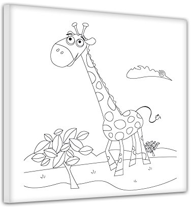 Bilderdepot24 Giraffe - Ausmalbild auf Leinwand, aufgespannt auf Rahmen - Quadrat-Format - 30x30 cm