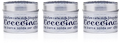 Coccoina Colla in pasta per lavori fai da te, stessa formula dal 1927, colla in lattina con pennellino, senza solventi, 3 pezzi da 125 g l’uno