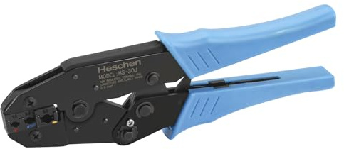 Heschen Ratchet Crimptång HS-30J, isolerade kabelterminaler krympverktyg, använd för 1-2,5-6 mm² (20-10 AWG), blå