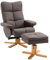 HOMCOM Relaxsessel mit Hocker, Stauraum, Gepolstert Fernsehsessel mit Liegefunktion, 360° Drehbar TV-Sessel für Schlafzimmer, Wohnzimmer, Kunstleder, Braun