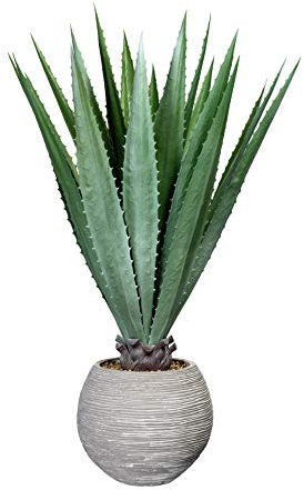 Creativ green Agave Plante Artificielle en Pot de Ciment Env. 130 cm