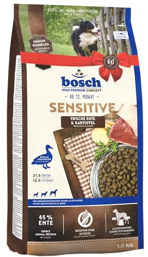 bosch HPC Sensitive Ente & Kartoffel | Hundetrockenfutter für ernährungssensible Hunde aller Rassen | 1 x 3 kg