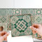 WALPLUS 15cm(6) 48 pcs Vintage Green Antique Azulejo Wall Tile Stickers Peel and Stick Backsplash Self-Adhesive Vinyl Home Decoration Living Bedroom Splashbacks for Kitchen Tile Paint Stick on Tiles
