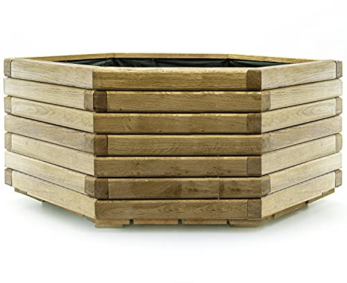 Holzfee Eck Pflanzkasten Akzent 6-Kant Eiche 97 x 57 x 40 cm Holz 6-eckig