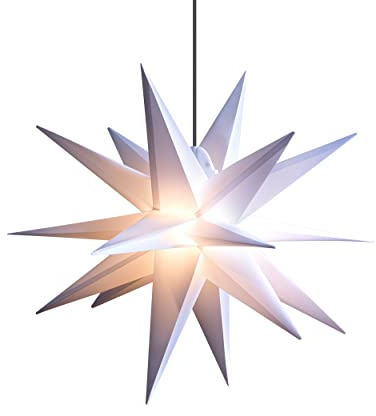 LED WEIHNACHTSSTERN 3D 18 Zacken 40 cm inkl. LED-Leuchte + Timer + Trafo Leuchtstern Außenstern Faltstern Adventsstern wetterfest für außen und innen 5m Kabel von Dekowelt (Weiß)