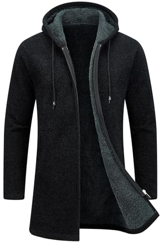 Cardigan Homme Long à Capuche Zippé Pull Cardigan en Tricot pour Hiver