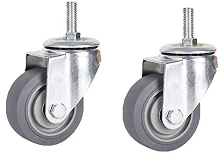 Transportrollen Rollen mit Schraubenspindel 2 Stück Einschraubmuffen Seilrolle Abriebfestigkeit Möbel Gleitsystem Nylon Kugellager Schrankrollen Für Palettenmöbel (75mm,Schwenkräderx2)