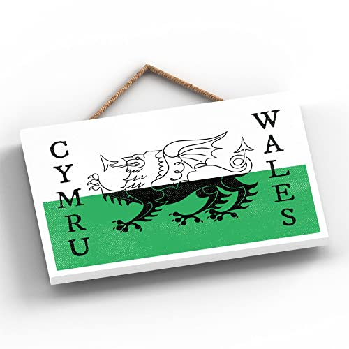 Global Designs Cymru Wales Welsh Dragon Sign Welsh Flag Decorative Hanging Wooden Plaque