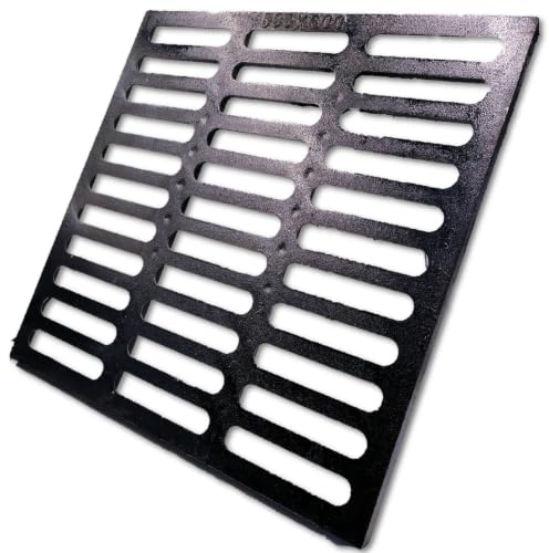 MOSINSBO Cast Iron Drain Grate, Driveway Channel Cover 600 x 600 mm | B125 Heavy-Duty Outdoor Trench Drainage, Black Metal Sewer Cover for Garage, Yard and Surface Water Control, Square