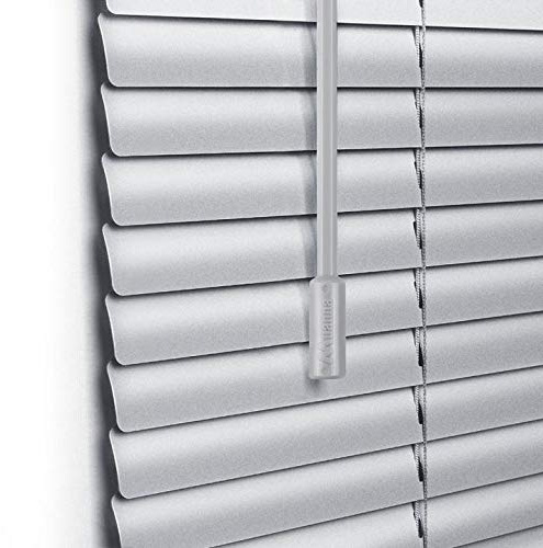 LazBlinds Cordless 1 Aluminum Mini Blinds, Light Filtering Horizontal Window Blinds, Custom Size Blinds for Windows, Silver Grey