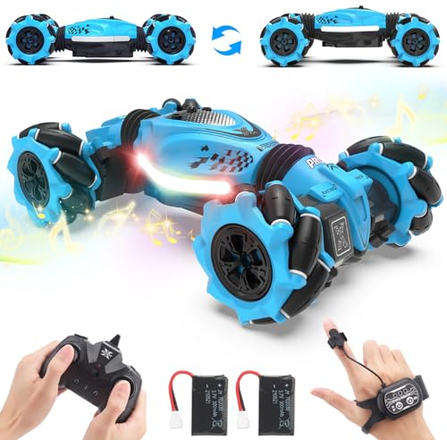 Ferngesteuerte Auto mit Handsteuerung Ferngesteuertes Auto RC Stunt Drift 2,4 GHz 4WD 360 Drehung Crawler Offroad 2 Akku Junge Mädchen Weihnachten Geburtstag Geschenk Spielzeug ab 6 8 9 10 11 12 Jahre