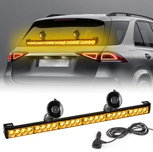 ROUTEKING 27 Zoll LED Notfall-Stroboskoplicht, 24 LEDs Warnblinker für LKW, Verkehrsführung, Sicherheits-Lichtleiste für Windschutzscheibe (Orange)