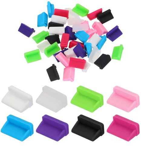 sourcing map 40pcs USB Type A Port Plugs Covers Caps Silicone Anti Dust Protector for USB Female End, 8 Colors