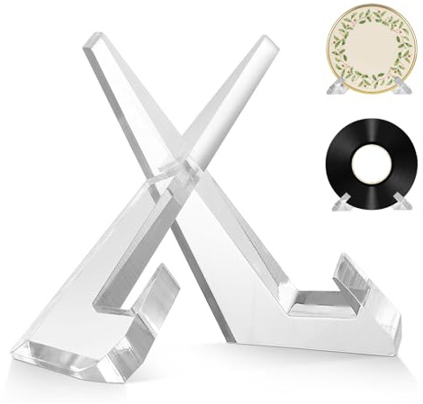 Cityjoy Support d'assiette pour présentoir de 11,4 cm, support de plateau à vaisselle de cuisine, support de cadre en X en acrylique, chevalets décoratifs pour affichage