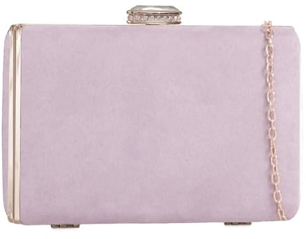 UShopUK Funda rígida de gamuza sintética para novia, graduación, boda, noche, fiesta, bolso de mano, Lila, medium