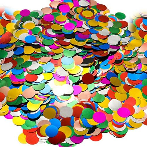 CC wonderland zone 100g Konfetti Rund Bunt(Φ1.5cm),Tischkonfetti Metallic Mehrfarbig für Party Hochzeit Dekoration