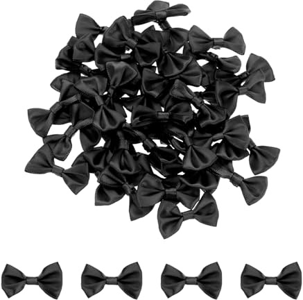 QUARKZMAN 100 Stück Schwarz Fliegen 3,8 x 2,5 cm Mini-Schleifen für Basteln Kleine Satin-Schleifen Bögen Haarschleifen für DIY Nähen Scrapbooking Hochzeitsgeschenk Präsent Dekoration