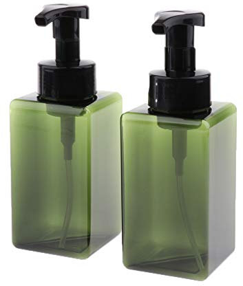 Duiaynke 2 x Kunststoff-Flasche, nachfüllbarer Seifenhalter für schäumende Seife, Spender für Schaumbad oder Handseife (grün)
