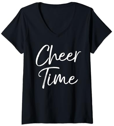 Damen Süßes Cheerleading-Übungsoutfit für Cheerleader Cheer Time T-Shirt mit V-Ausschnitt