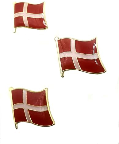 Dänemark Dänemark Dänisch Skandinavien EU Europa Metall Emaille Länderflagge Pin Anstecker 3 Stück, Metall