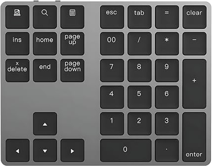 iMounts USB-C Bluetooth Numerische Ziffernblock – Kabelloses NumPad, Wiederaufladbare Numerische Tastatur für Laptop, Tablet, iPad, MacBook, Windows, Grau (Space Gray)