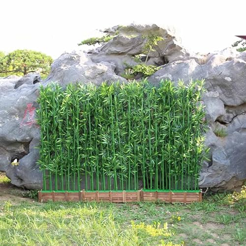 Künstliche Bäume/künstlicher Bambus Künstliche Bambuspflanze Patio mit Stängeln/Blättern/Basis, Bambuspflanze für Sichtschutz/Grünzeug Zaun/Gartendekoration, simuliert Bambusbaum für Hinterhof(24 Pole
