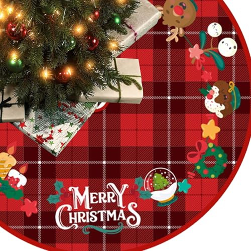 Jupe de Sapin de Noël 120cm /48 Pouces Rond Cache Pied Sapin de Noel Couvre Pied Tapis de Sapin de Noel pour Decoration de Noel Sapin(D)