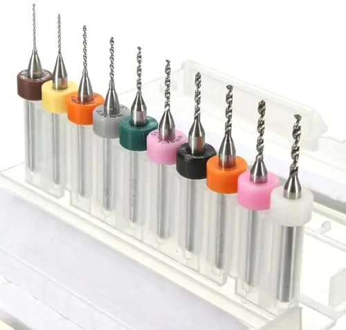 KEWAYO 10 Stück Micro Bohrer Set,Spiralbohrer PCB Druckplatine Gravierbohrer Bits Set für rauen Stein, Schmuck,CNC, weiche Metalle, Druckschaltung, Gravu (0.6-1.5mm)