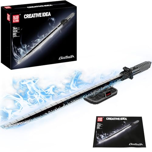 Mould King 116CM Schwert Bausteine Modell, 885 Teile Waffen Spielzeug Blockmodell mit LED und Ständer, Lichtschwert Cosplay-Spielzeug für Kinder/Erwachsene 8 Kollektion
