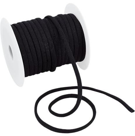 BENECREAT 20m elastische Schnur, 5mm schwarzer Polyester-Dehnungsfaden für Haargummis, Stirnbänder, Dehnbare Schnur zum Nähen, Basteln und für Kunstprojekte DIY