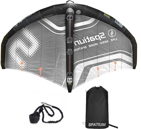 Spatium Wind Wing Windsurfing Inflatable Wind Wind Foil Wind Wing Hydrofoil Handheld Surfboarding Kitesurfing Ski Swing Foil Surfing Kite Racing Surfboard Wind Wing for Beginner,5m² Dark Grey KVP