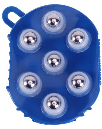 Handflächenförmiger Massagehandschuh Blau, mit 7 Metallkugeln | Pvc, für Schulter und Taille, Beauty Care und Baden, Lindert Schmerzen