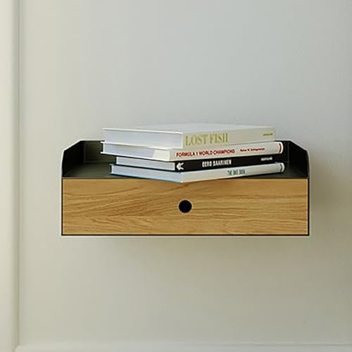 ZDMZR Floating Bedside Table, Wall Mounted Nightstand, Modern Bedside Tables Bedroom with Drawer(Black)