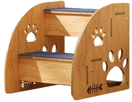 Haustiertreppe für Bett mit verdickter rutschfester Decke, Sofa/Bett, Katzentreppe aus Holz, 2/3/4 Stufen, Hunderampe aus Holz, Hundetreppe aus Holz, Haustiertreppe für Bett, Katzentreppe für den