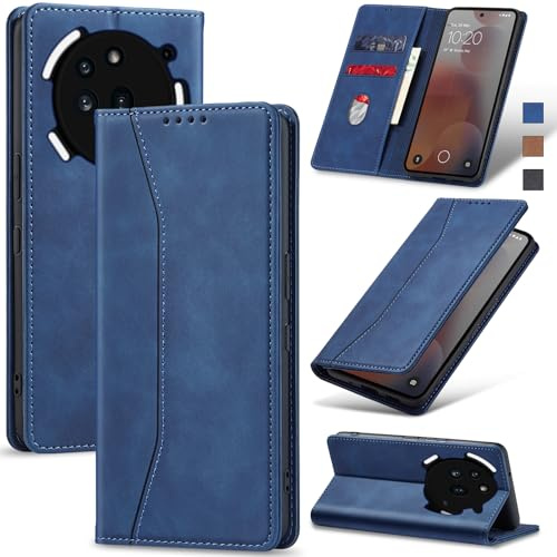 Jasonyu Skal för Nothing Phone 3a Pro, Wallet PU Läder Fodral, Blå | Flippfodral, Magnetisk,Vikbart Skyddande,Stativfunktion,Kortfack, Stötsäker TPU
