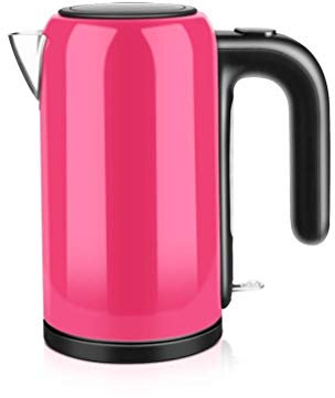 Stainless Steel Electric Water Kettle, Cordless Tea Kettle with Auto Shut-Off Boil-Dry Protection, Double Wall Anti Hot Water Boiler, 1200 W/Pink