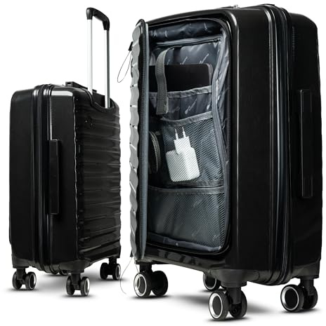Cocoono Maleta de mano apta para Ryanair, con candado TSA, maleta pequeña, maleta pequeña, maleta pequeña, maleta y carros, maleta rígida, equipaje de mano Ryanair 55 x 40 x 20 cm, ligero, Negro