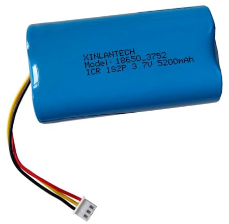 XINLANTECH 18650 1s2p 5200mAh 3.7V batería recargable de iones de litio con conector XH2.54/3P / celdas 5C / soporta carga rápida