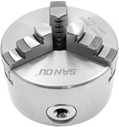 Mandrin à 3 mors, mandrin à 3 mâchoires, mandrin à trois mâchoires pour tour et mandrin de tour - Plage de serrage : 30-90 mm - Précision : 0,07 mm - Trou de mandrin : 22 mm - Mandrin manuel à trois
