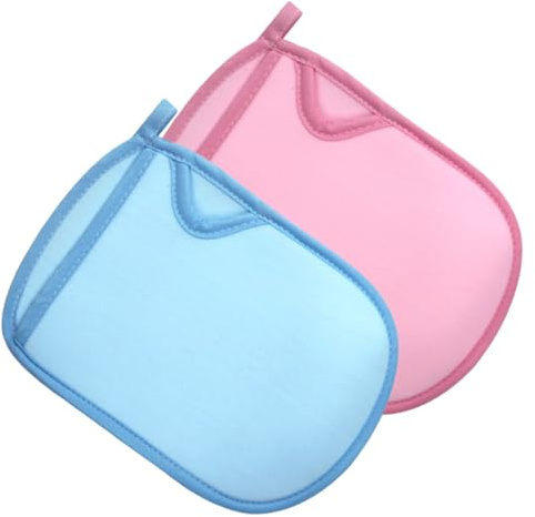 Gatuida Children’s Exfoliating Bath Gloves 4pcs Set Soft Shower Mittens Blue Pink Skin-friendly Scrubbing Bath Accessories for Gentle Cleansing and Pain-free Use
