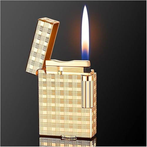 Accendino retrò in metallo antivento con fiamma morbida, accensione con mola scorrevole laterale, fiamma regolabile e ricaricabile, adatto for barbecue, candele, attività all'aperto, regalo for uomo(A