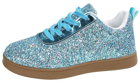 Xbemkste sneakers för kvinnor, platta glitterskor, lediga halvskor, lätta, ventilerande snörning, sportskor, sneakers, dam, fritidsskor, bekväma löparskor