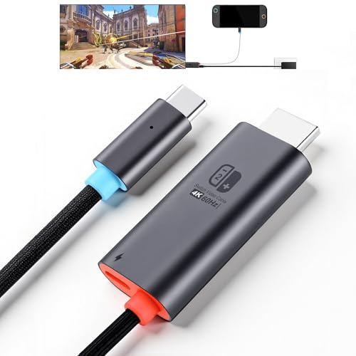 4K @60Hz USB C to HDMI Cable Dock Alternativa Compatible con Nintendo Switch/Switch OLED, Steam Deck & ROG Ally, adaptador USB-C HDMI de 2 m con carga PD de 100 W para espejo de pantalla de TV