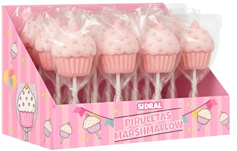Primera Comunión Pinchos, Sabor Fresa, Sin Gluten, 16 Piruletas, 448 gr, Chuches para Celebraciones.