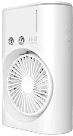 EXTRASTAR Ventilatore nebulosa di spruzzo, batteria USB, 3 velocità e 2 livelli di spruzzo, ventilatore da tavolo con luce RGB e serbatoio d'acqua da 280ml per l'estate, il campeggio e l'ufficio