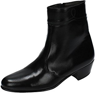 Moya 50 Botín de Piel para Caballero Negro Elegante con tacón bajo y Cierre Lateral cómodo Hombre Botas-Botines Negro 43