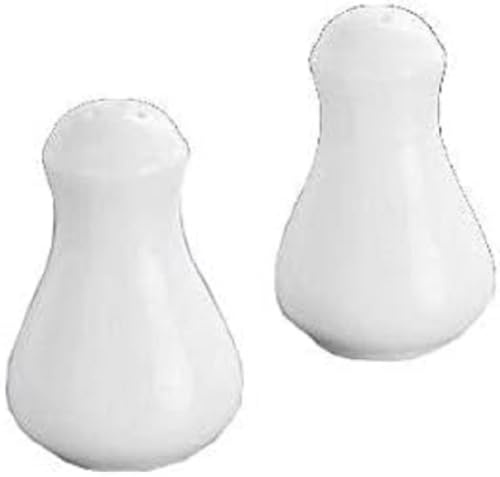 Wilmax Wl-996066/Sp - Juego de 4 salero y pimentero de porcelana blanca, apto para lavavajillas, fácil de limpiar